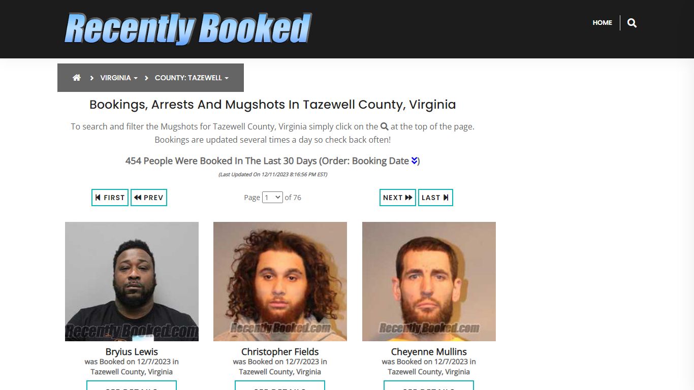 Bookings, Arrests and Mugshots in Tazewell County, Virginia